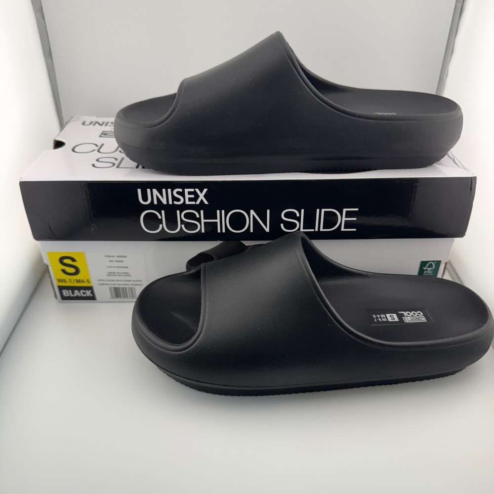 32 Degrees Cushion Slides Unisex Small W6-7 M4-5 Black Comfort Sandal 1839592
